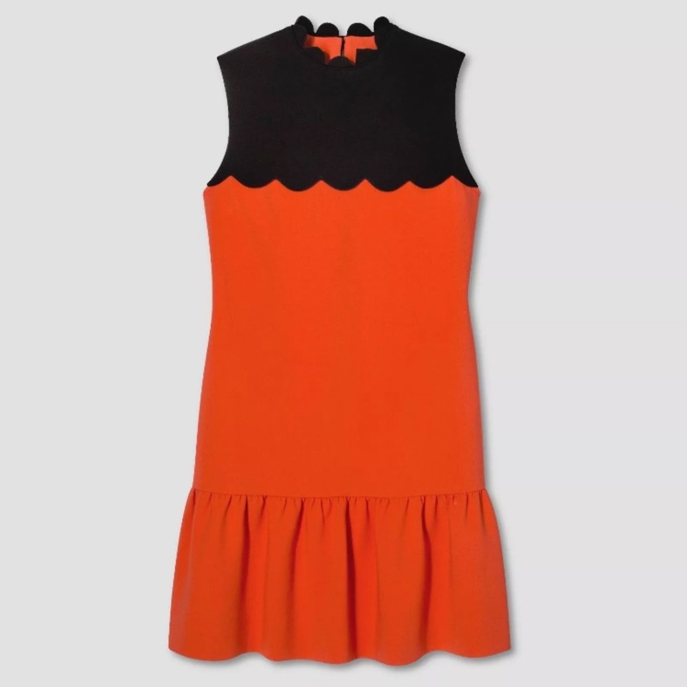 Victoria Beckham Plus Size Orange Scallop Dress 1X